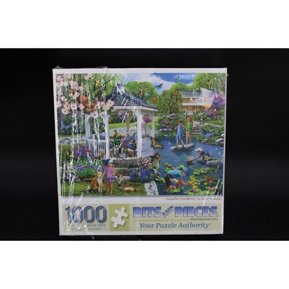 Bits and Pieces 1000 Piece Puzzle SEALED Gazebo Garden By Mary Thompson - Picture 1 of 6